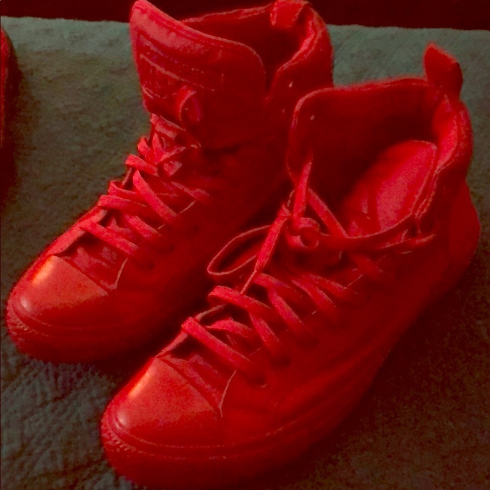 Red converse high top sneaker